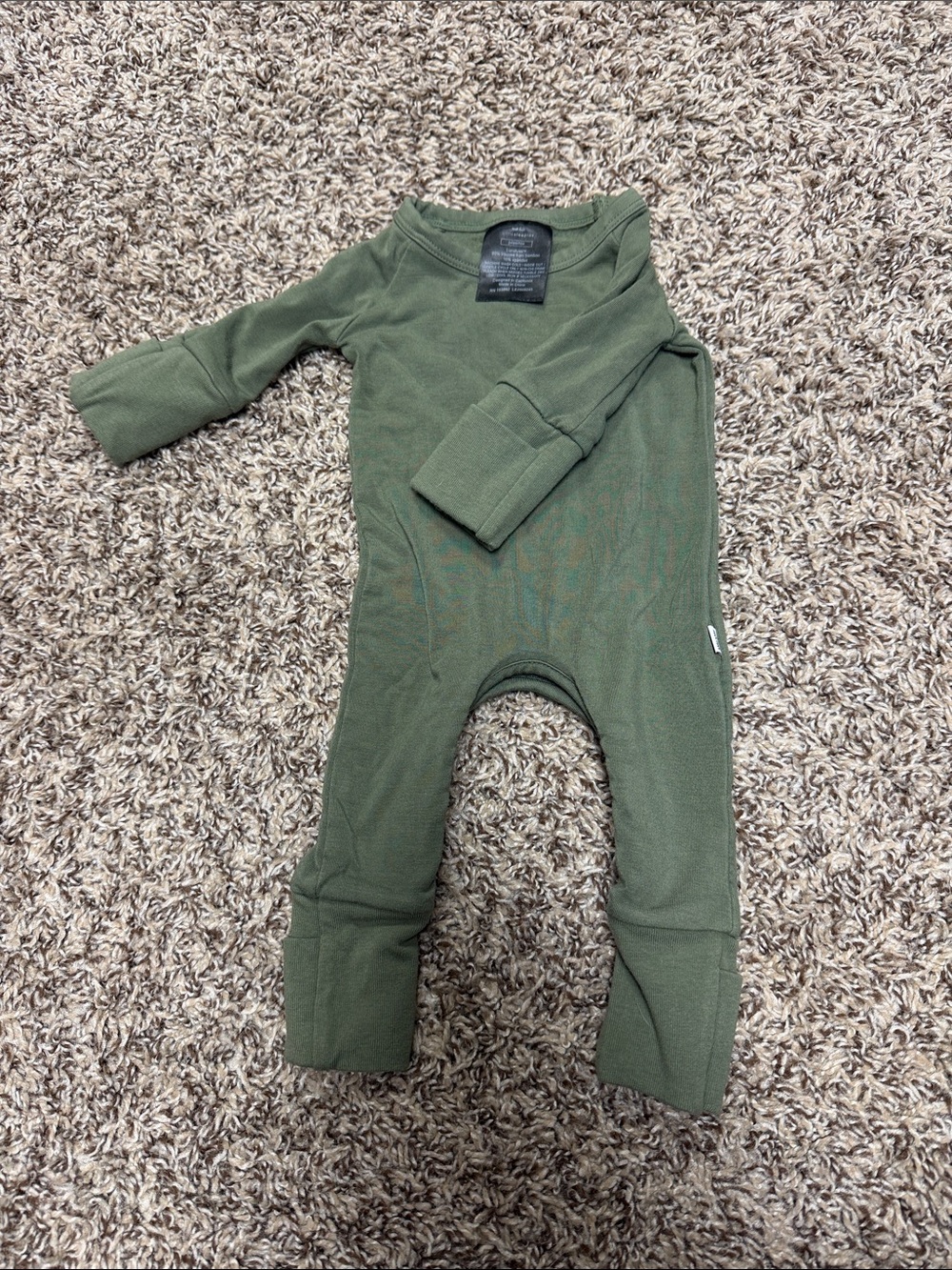 Little Sleepies Olive Green One-Piece Crescent Zippy